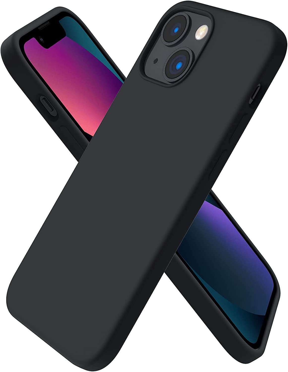 Compatible with Iphone 13 Mini Case, Slim Liquid Silicone 3 Layers Full Covered Soft Gel Rubber Phone Cover with Microfiber Lining 5.4 Inch-Midnight